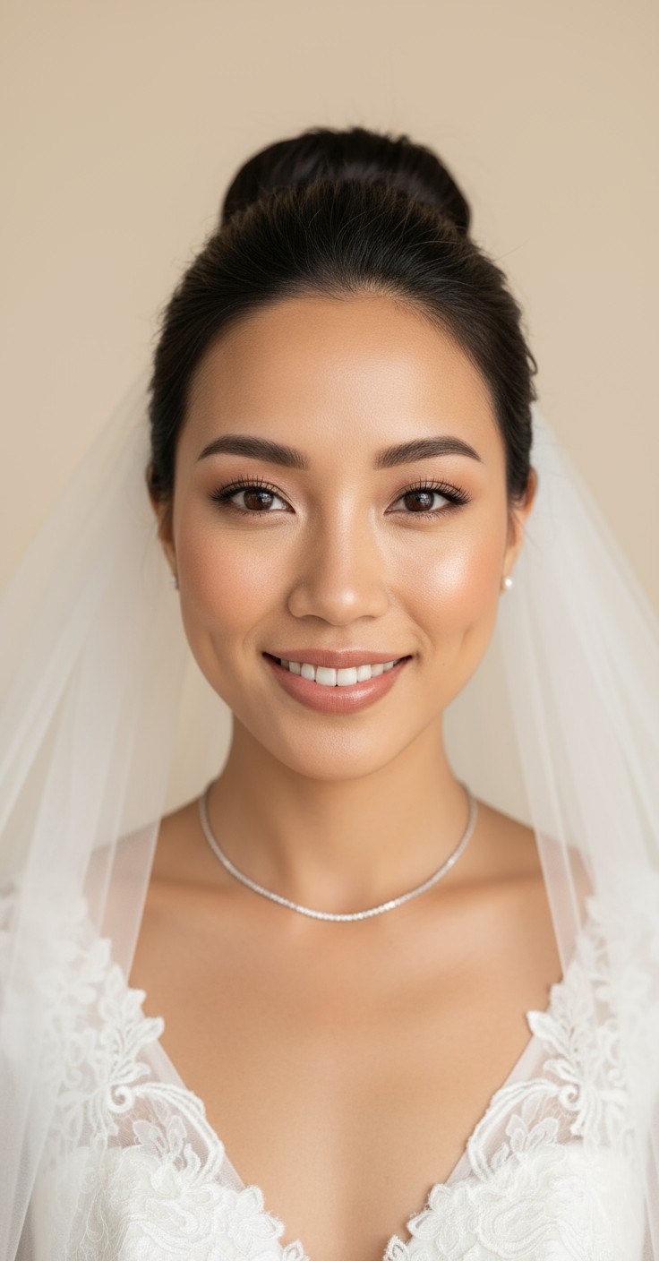 After High Bun With Veil